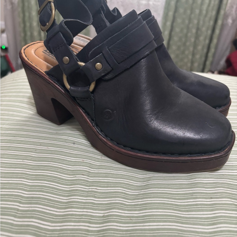 Born Black Leather Women's Glogs - Picture 4 of 5